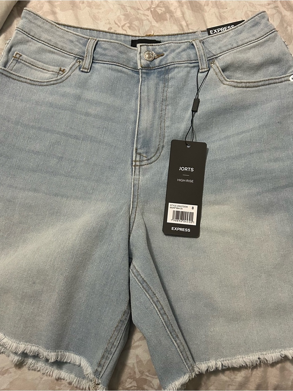Express High-Rise Light Wash Denim Shorts